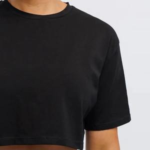 Venta al por mayor de alta calidad de verano las mujeres deportes Crop Top fabricantes de ropa Lisa logotipo personalizado 180g recortado camiseta para las mujeres - Product Image 1