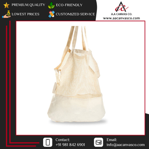Premium Quality Modern Style Cream Color Reusable Cotton <b>Canvas</b> Shopping <b>Drawstring</b> <b>Bags</b> for Wholesale Purchasers from India - Product Image 3