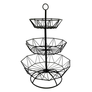 Rectangle Shape Handmade Iron Wire 3 Tier Black Coated Fruit Basket for <b>Tabletop</b> Kitchenware Decorative <b>Storage</b> Baskets - Product Image 6