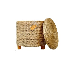 เก้าอี้ผักตบชวาทำด้วยมือสไตล์วินเทจเป็นมิตรกับสิ่งแวดล้อมขนาด44xH43ซม. เฟอร์นิเจอร์ในบ้านมีดีไซน์ยืดหยุ่น - Product Image 1