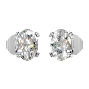 ต่างหูแบบติดหูทรงรี โมอิสซาไนต์ 2 กะรัต ผลิตตามสั่ง ทองคำแท้ 14K สำหรับงานหมั้น งานแต่งงาน หรืองานเลี้ยง ทรงลูกแพร์ - Product Image 1