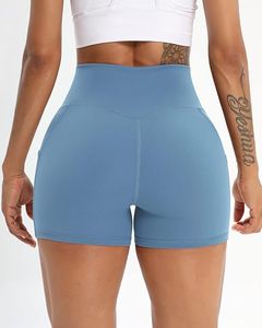 Shorts de yoga pour femmes taille croisée Active Gym 100% Polyester extensible Yoga avec poches latérales de haute et de qualité supérieure - Product Image 3