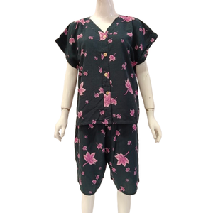 Ensemble short d'été en rayonne à col en V de style simple vêtements de nuit à manches courtes pour femmes ou vêtements de relaxation à la maison - Product Image 2