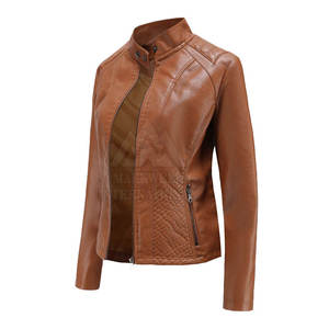 Diseñe sus propias chaquetas de cuero de moda Chaqueta de cuero de mujer de alta calidad al mejor precio Chaqueta de cuero de manga larga - Product Image 2