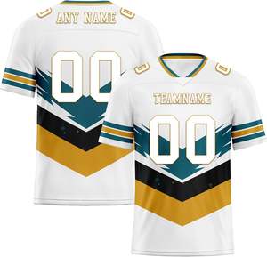 Camiseta de fútbol americano de poliéster 100% personalizada al por mayor, uniforme de transferencia de calor de malla de manga corta de alta calidad que absorbe la humedad - Product Image 1