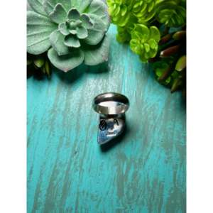 Navajo-Made <b>Statement</b> <b>Ring</b> with Kingman Turquoise & Sterling <b>Silver</b> Size 9 Everyday Gemstone <b>Ring</b> with Natural Stone Inlay - Product Image 4