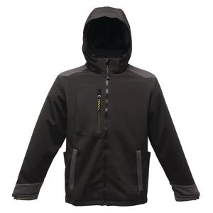 Veste softshell d'hiver pour homme sur mesure, en toile noire, coupe-vent, imperméable, à capuche, écologique - Product Image 1