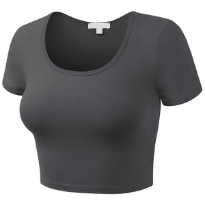 T-shirts de sport à col rond et manches courtes pour femmes, crop top anti-boulochage respirant, t-shirts de haute qualité - Product Image 2