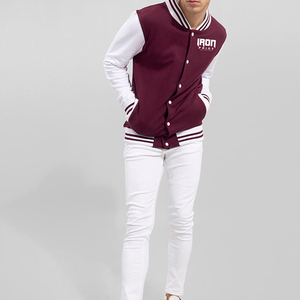 Chaqueta Varsity de Estilo Urbano para Hombre con Logotipo Personalizado del Fabricante OEM, Lona Lisa Teñida de Alta Demanda con Cuello Alto - Product Image 4