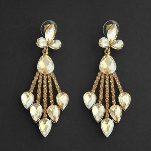 Kriaa Brown Crystal Stone Dangler <b>Fine</b> <b>Cuff</b> <b>Earrings</b> 1315624 Collection - Product Image 1