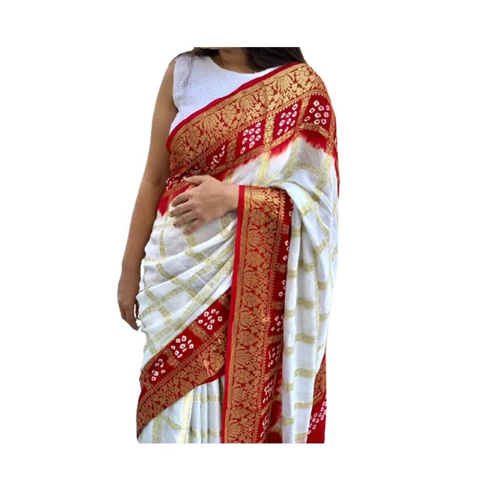 Meilleure vente Sarees pour femmes dernière conception Saree Dola Bandhani avec chemisier de fabricant indien