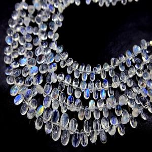 Pierre de lune arc-en-ciel Lisse Larme Forme de poire Feu bleu Pierre de lune arc-en-ciel Pierres précieuses Perles Fabrication de bijoux - Product Image 1