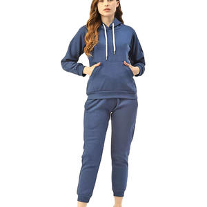 Ensemble de survêtement pour femme, design décontracté, uni, 100% coton, coupe ample, vêtements d'hiver, 2 pièces, vêtements de sport respirants, salle de sport, fitness - Product Image 1