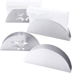 Dispensador de servilletas de acero inoxidable independiente para mesa de cocina Servilletero de metal con caja de embalaje para almacenamiento de pañuelos - Product Image 1