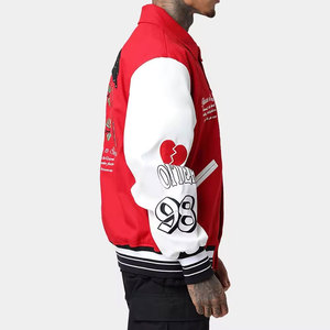Custom Logo Men's Lettermen <b>Jacket</b> with Turn Down Collar High Street Style <b>Canvas</b> Design - Product Image 4