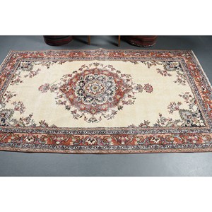 Tapis en laine patchwork rouge beige classique 4.6x8.2 pieds Style Kilim abstrait avec support en latex pour entrée couloir épaisseur 10mm - Product Image 3