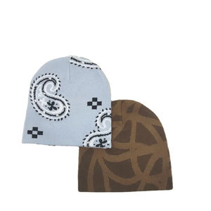 Gorro de Jacquard de algodón con estampado personalizado alto, diseño Reversible, estampado gráfico, bordado, Etiqueta Privada, gorros acrílicos de invierno - Product Image 5