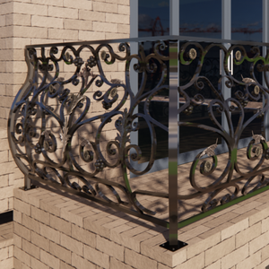 Rampe de balcon en fer forgé moderne forgé à la main avec design décoratif enduit de poudre pour l'architecture extérieure de luxe - Product Image 6