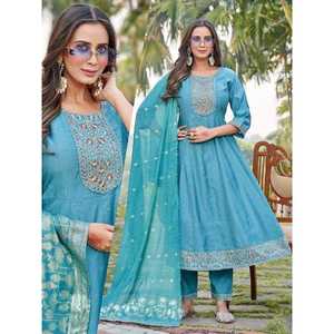 Nouvelle tenue de cérémonie Vetican Ghera kurti avec dupatta Banarasi pour femmes, tenue de mode dos nu, fête de mariage, tenue de fête et prix bas en Inde - Product Image 4