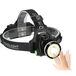 Mạnh mẽ cao lumen Zoom Head Torch đèn cảm biến cảm ứng không thấm nước COB Zoom Led Đèn Pha có thể sạc lại cho cắm trại câu cá