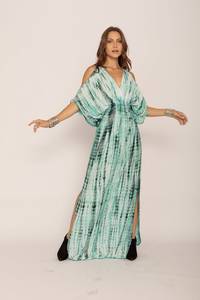 Robe pour femmes Robe décontractée à manches courtes col en V Max Robes pour femmes Robe maxi imprimée en pur coton pour soirée de mariage - Product Image 5