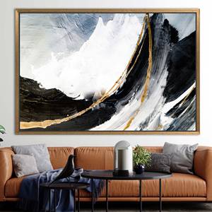 Modern Black and Gold Printed Canvas - Elegant Wall Decor,1P:Gold <b>Framed</b> - Product Image 1
