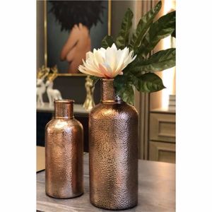 Jarrón de Metal de Cobre Martillado, Jarrón Alto Color Oro Rosa para Decoración del Hogar, Bodas y Hoteles, Jarrón Artesanal para Mesa - Product Image 6