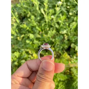 Anillo de Rubí Estilo Romántico, Corte Ovalado, Anillo de Diamantes y Rubí, Plata de Ley 925, Joyería de Piedras Preciosas Hecha a Mano, Proveedor Mayorista - Product Image 5