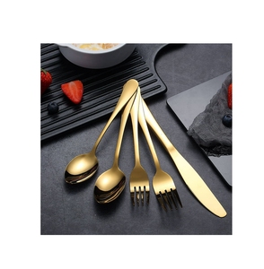 Ensemble de couverts en laiton de 5 pièces avec poignée design de doublure Couverts personnalisables en acier miroir pour la cuisine à domicile et les fêtes - Product Image 5