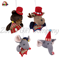 Décorations de Noël Zaves : Ours, Souris, Éléphant, Cerf à suspendre pour l'arbre, petite taille, mignonnes, en polyester, 6x5x4 pouces