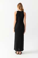 Robe longue décontractée pour femme, col en V, style robe de bal, tricotée, élégante, sans manches, respirante, côtelée, haute qualité, services OEM personnalisables