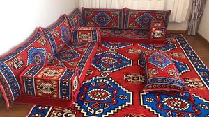 Ensemble de trois coussins marocains brodés en forme de U, style ottoman Anatolien, pour sol, bar arabe, nomade, Yoruk, canapé d'angle oriental - Product Image 6