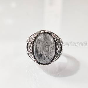 Grossiste Bague pour hommes Quartz rutile noir naturel Pierre précieuse Bague de naissance d'avril Bijoux vintage arabe Bague en argent sterling 925 - Product Image 4