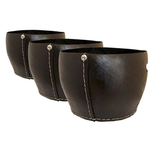 Panier à linge rond plaqué cuivre de qualité supérieure, écologique, en caoutchouc recyclé, avec poignée, pour bois de chauffage - Product Image 3