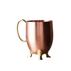 Mug en cuivre pur artisanal avec poignée et pieds en laiton uniques, style antique, tasse à bière ou à cocktail en cuivre massif pour bar à domicile - Product Image 5