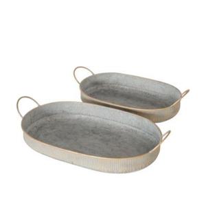 Ensemble de 2 plateaux de service galvanisés de qualité supérieure vintage Forme et taille personnalisées pour centre de table à usage domestique à des prix abordables - Product Image 6