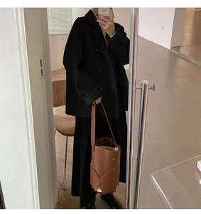 <b>Women's</b> New Fashion Autumn Winter <b>Woolen</b> Double Breasted <b>Long</b> Sleeve Overcoat Casual Plus Size Trench <b>Coat</b> with Belt - Product Image 4