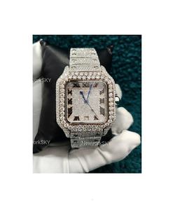 Branded Fully 40mm <b>Square</b> Iced Out VVS Moissanite Diamond Studded Hip Hop Bling Bust Automatic Mechanical Wrist Watch - Product Image 1