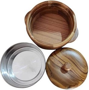Olla de madera pulida para roti, ideal para el uso diario, almacenamiento en la cocina y presentación elegante de pan plano. Forma redonda de alta calidad en India. - Product Image 1