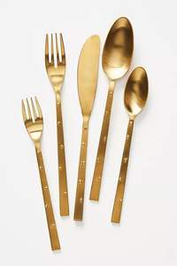 Cubiertos de latón de último diseño, juego de servicio hecho a mano de 4 tenedores y cucharas, cubiertos, cuchara pulida con mango de latón para hotel - Product Image 6