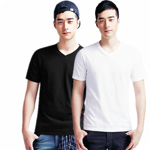 Cuello en V grande UE EE. UU. Tamaño 150 Gsm 100% Algodón Hombres de manga corta Unisex Oem logo Custom Plain V Neck T-shirt para hombres - Product Image 3