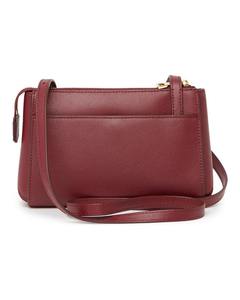 Sac à bandoulière pour femme en cuir véritable bordeaux, petit sac à main, deux bretelles réglables, fermeture éclair, pochette, imperméable - Product Image 3
