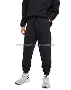 New Style Cotton <b>Black</b> <b>Mens</b> Fleece Lined Set Loose <b>Hoodie</b> and Tracksuit Jogger Set - Product Image 1
