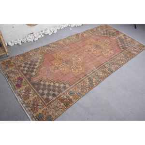 พรมขนสัตว์แนววินเทจขนาด3.8x8.4ฟุตพรมแนวแอบสแตรกต์สีน้ำตาลส้มงานปะสำหรับติดโถงทางเดินทรงสี่เหลี่ยมผืนผ้า - Product Image 2