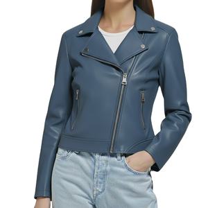 Veste d'hiver pour femme de luxe, fermeture éclair au col, taille unique, design personnalisé, nouveau style, cuir véritable de qualité supérieure, uni, col montant - Product Image 4