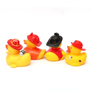 Personalizzato stampato in gomma Duck pompiere bambino <span class=keywords><strong>giocattoli</strong></span> da bagno per bambini unico vasca da bagno giocattolo con divertenti disegni - Product Image 1