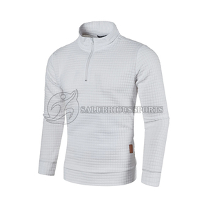 Sweat-shirt à col rond pour homme avec logo personnalisé, fermeture éclair quart de tour, manches longues, couleur unie, style hiver hip-hop - Product Image 6