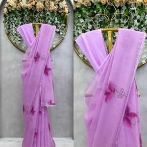 Magnifique Saree Prêt à Porter de Designer avec Volants et Patchs travaillés - Product Image 5