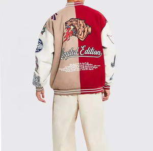 Chaquetas universitarias de buena calidad, cuello levantado, dobladillo acanalado, venta al por mayor, chaqueta deportiva lisa de otoño a la moda personalizada 2025 - Product Image 2