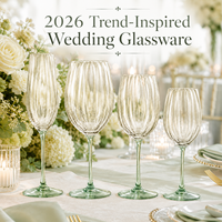 Verres à vin tendance 2026 à nervures larges bicolores en cristal pour la location d'événements, banquets, fêtes, restaurants et la décoration de table